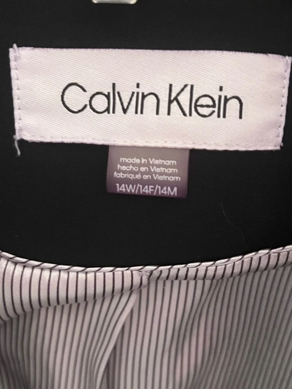 Calvin Klein Open Front Blazer Contrast Lining Tailored Chic Jacket